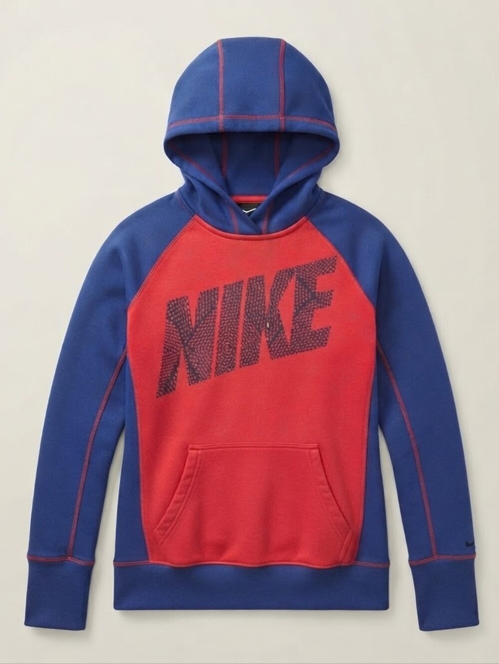 Nike Therma Fit Hoodie Women’s M Red Blue Fleece Pullover